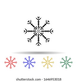 Icono de estilo multicolor de copo de nieve. Línea delgada simple, contorno vectorial de iconos de invierno para ui y ux, sitio web o aplicación móvil