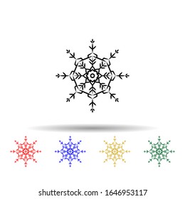 Icono de estilo multicolor de copo de nieve. Línea delgada simple, contorno vectorial de iconos de invierno para ui y ux, sitio web o aplicación móvil