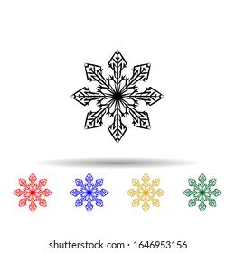 Icono de estilo multicolor de copo de nieve. Línea delgada simple, contorno vectorial de iconos de invierno para ui y ux, sitio web o aplicación móvil