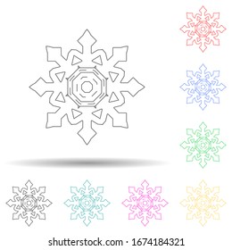 icono de estilo multicolor de copos de nieve. Línea delgada simple, contorno vectorial de iconos de invierno para ui y ux, sitio web o aplicación móvil