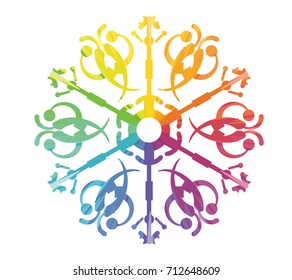 snowflake multicolored abstract icon