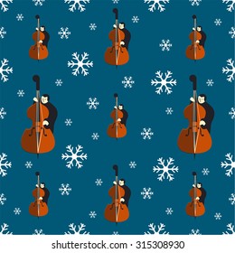 snowflake and music pattern, winter seamless pattern