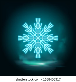 Snowflake neon vector icon. Christmas and winter theme. Simple flat black illustration. Icon