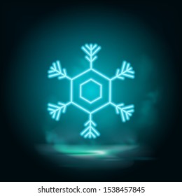 Snowflake neon vector icon. Christmas and winter theme. Simple flat black illustration. Icon
