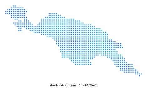Snowflake New Guinea Division Map. Vector geographic map in blue winter colors. Vector pattern of New Guinea Division Map done of ice crystals.