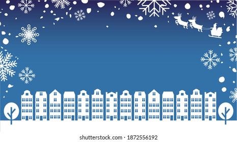 Antecedentes de Navidad por el cielo de la noche de las copas de nieve
