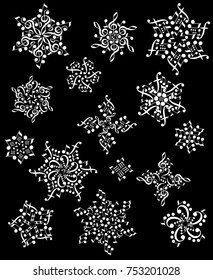 snowflake notes (music, christmas, snowflake). Design Element

