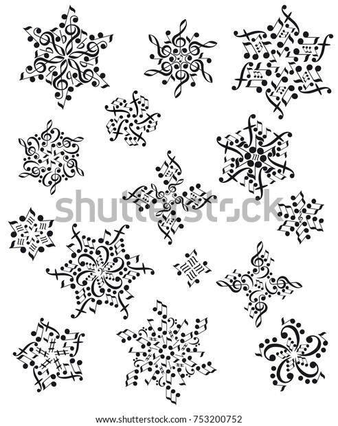 Download Snowflake Notes Music Christmas Snowflake Design Stock ...