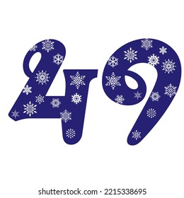 Snowflake Number Forty Nine Vector Illustration. Number 49 With Snowflakes. Number With A Pattern From Snowflakes
