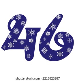 Snowflake Number Forty Six Vector Illustration. Number 46 With Snowflakes. Number With A Pattern From Snowflakes
