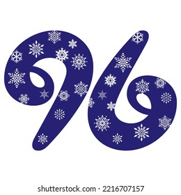 Snowflake Number Ninety Six Vector Illustration. Number 96 With Snowflakes. Number With A Pattern From Snowflakes
