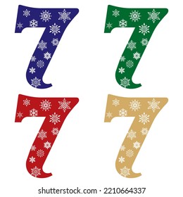 Snowflake Number Seven Vector Illustration. Number 7 With Snowflakes. Number With A Pattern From Snowflakes
