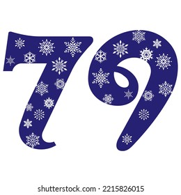 Snowflake Number Seventy Nine Vector Illustration. Number 79 With Snowflakes. Number With A Pattern From Snowflakes
