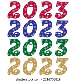 Snowflake Number Two Thousand Twenty-Three Vector Illustration. Number 2023 With Snowflakes. Number With A Pattern From Snowflakes
