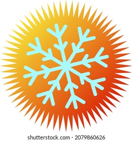Snowflake on the background of the sun. Air conditioner symbol. Heating cooling home