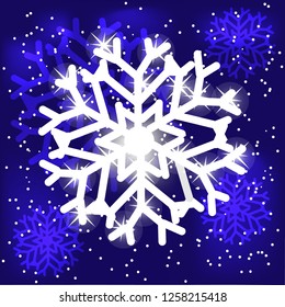 Snowflake on blue background.
