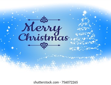 Snowflake on Blue Background for Christmas Season, Vector illustration