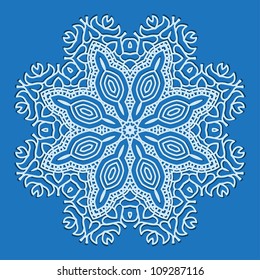 Snowflake on a blue background, element for design, vector illustration