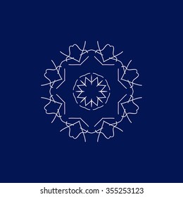 Snowflake on a blue background. Hand draw. Vector illustration.