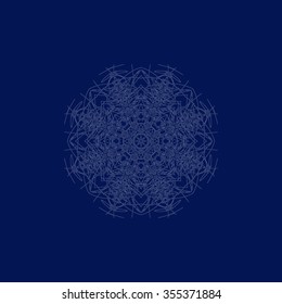Snowflake on a blue background. Hand draw. Vector illustration.