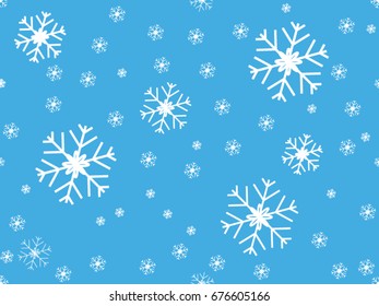 Snowflake on blue background - Seamless Pattern