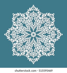 Snowflake on  blue background. 
Blue background and white outline snowflake.