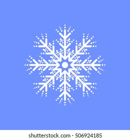 Snowflake on blue background for winter invitation card, vector logo icon template. Merry christmas, new year.