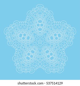 Snowflake on blue background for Your design. Winter pattern. Vector illustration. New Year's card.