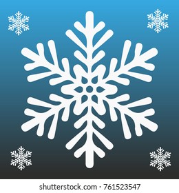 snowflake on blue dark backgound. christmas tree element. cold weather symbol