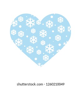  Snowflake on blue heart. Flat design for business financial marketing banking advertising web concept cartoon illustration. 