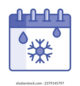 Snowflake on calendar, modern icon of winter calendar