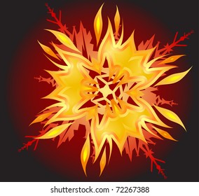 snowflake on fire background