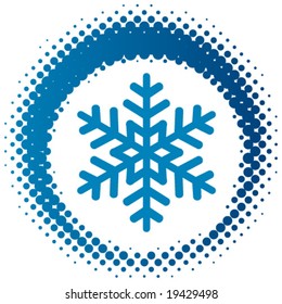 Snowflake on halftone circle.