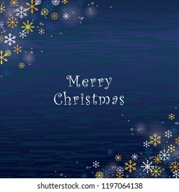 Snowflake on indigo background for decoration on Christmas holiday event.