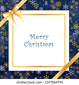 Snowflake on indigo with bow background for decoration on Christmas holiday event.