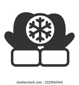 Snowflake on open mittens - icon, illustration on white background, glyph style