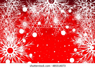 snowflake on red background. Christmas vector pattern design for greeting card, wallpaper, backdrop.