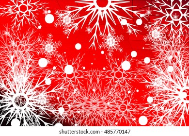 snowflake on red background. Christmas vector pattern design for greeting card, wallpaper, backdrop.