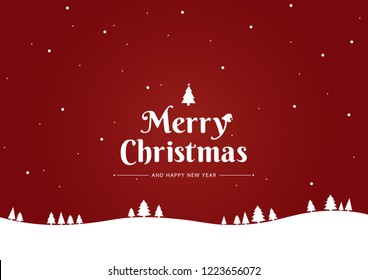 Snowflake on red background for Merry Christmas and Happy New Year. Welcome winter  with falling snow. Vector illustration 