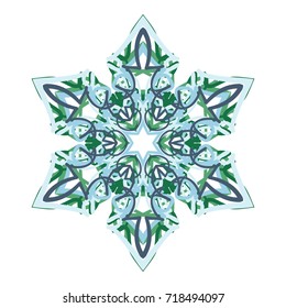 Snowflake on a white background. Christmas and New Year symbol.