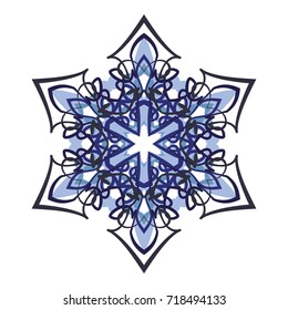 Snowflake on a white background. Christmas and New Year symbol.