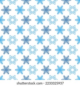 Snowflake on white background seamless pattern for textile and scrapbook design. Vector illustration of christmas decoration snow