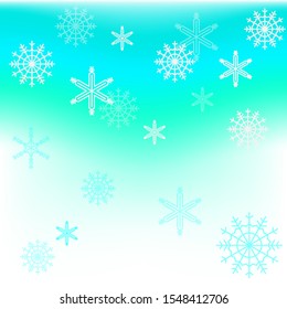 Snowflake on white and blue background for christmas, new year, 2020, celebration, gift card, illustration, winter