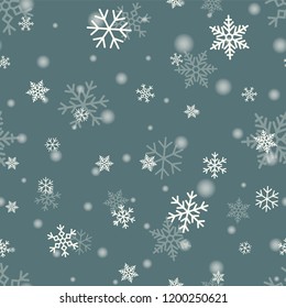 Snowflake On Winter Gray Sky Background. Christmas Vector Pattern Design For Backdrop
