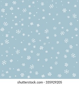 Snowflake On Winter Gray Sky Background. Christmas Vector Pattern Design For Backdrop.