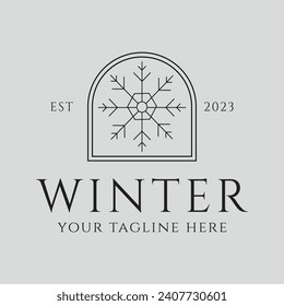 Schneeflocke auf Winterline-Art Logo, Vektorgrafik-Design