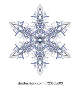 Snowflake from openwork lines. Element of ornaments for the New Year and Christmas.