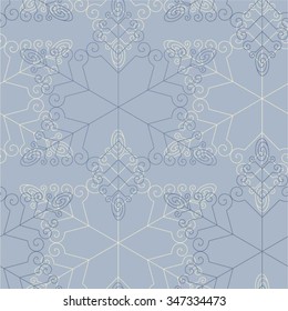 Snowflake in openwork pattern, seamless vector background.