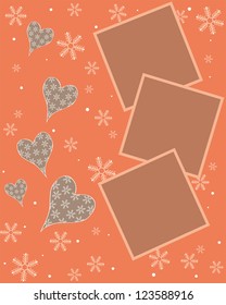 Snowflake orange card design,vector