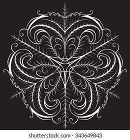 Snowflake ornament circular napkin, vector